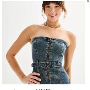 EUC Denim Strapless Dress with Belt- Small-403